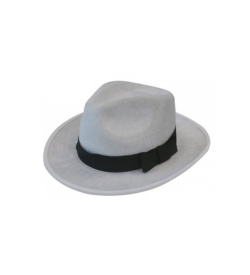 Deluxe Velour Gangster Hat - White