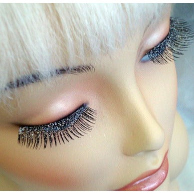 Eyelashes - Black & Silver glitters