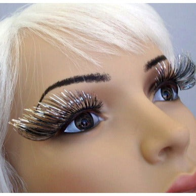 Eyelashes - Silver & Black Tinsel Long