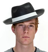 Hat - Fedora Black with White Band