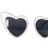 Party Glasses - White Hearts with Diamonte Lining