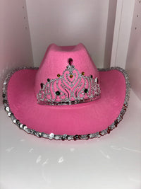 Cowboy Hat - Pink with sequin trim & Princess Tiara