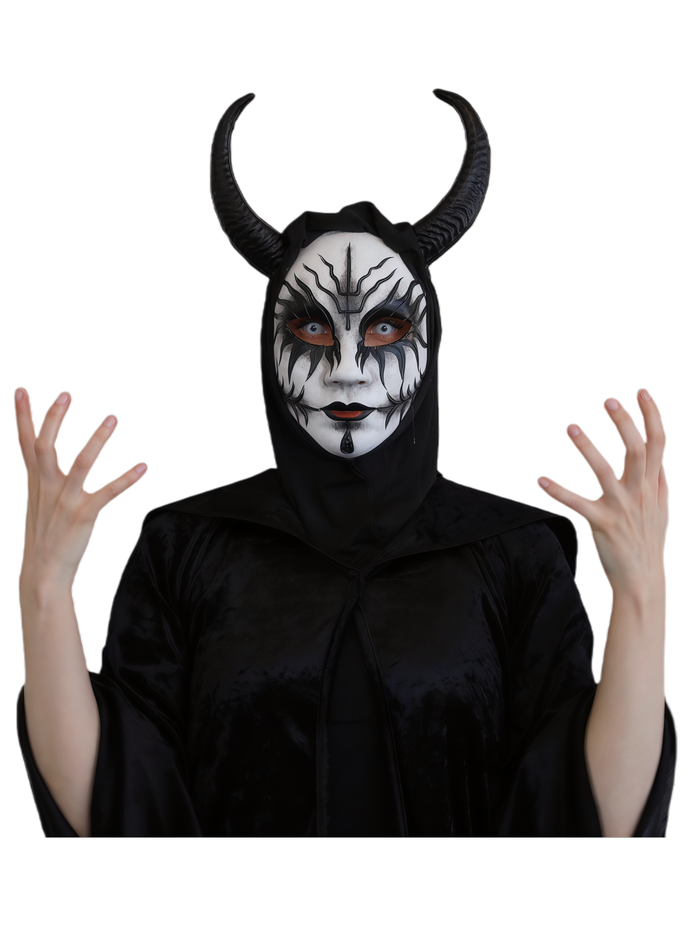 hooded mask halloween evil queen woman