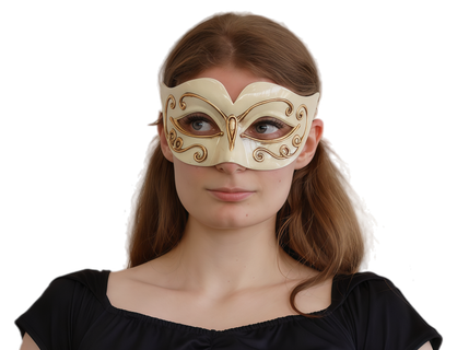 cream and gold masquerade mask