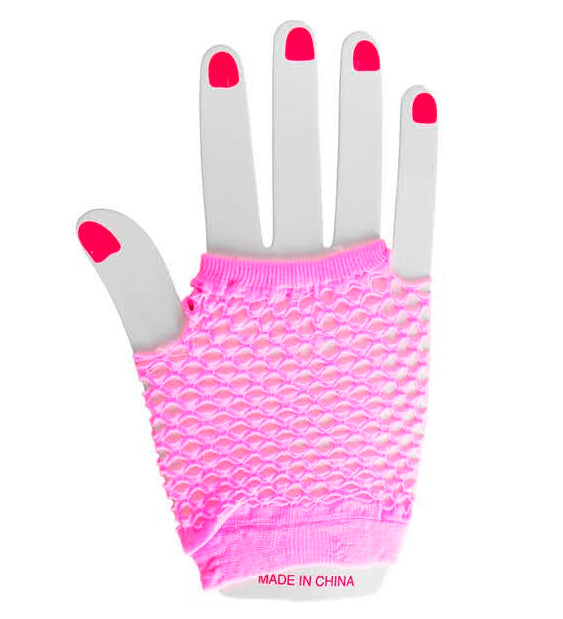 fingerless fishnet gloves 1980s 80s Madonna punk Cyndi Lauper character fancy dress up costume fun bride cancan chorus moulin rouge neon