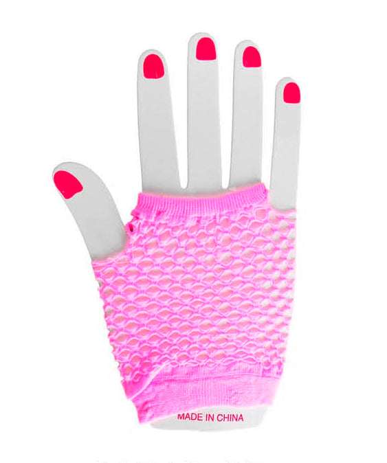 fingerless fishnet gloves 1980s 80s Madonna punk Cyndi Lauper character fancy dress up costume fun bride cancan chorus moulin rouge neon