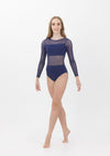 long sleeve mesh leotard dance costume