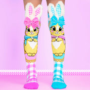 Buttercream Bunny knee high socks by MADMIA with pink and blue gingham design