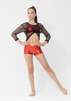 Long Sleeve Fishnet Crop Top studio 7 dance costume