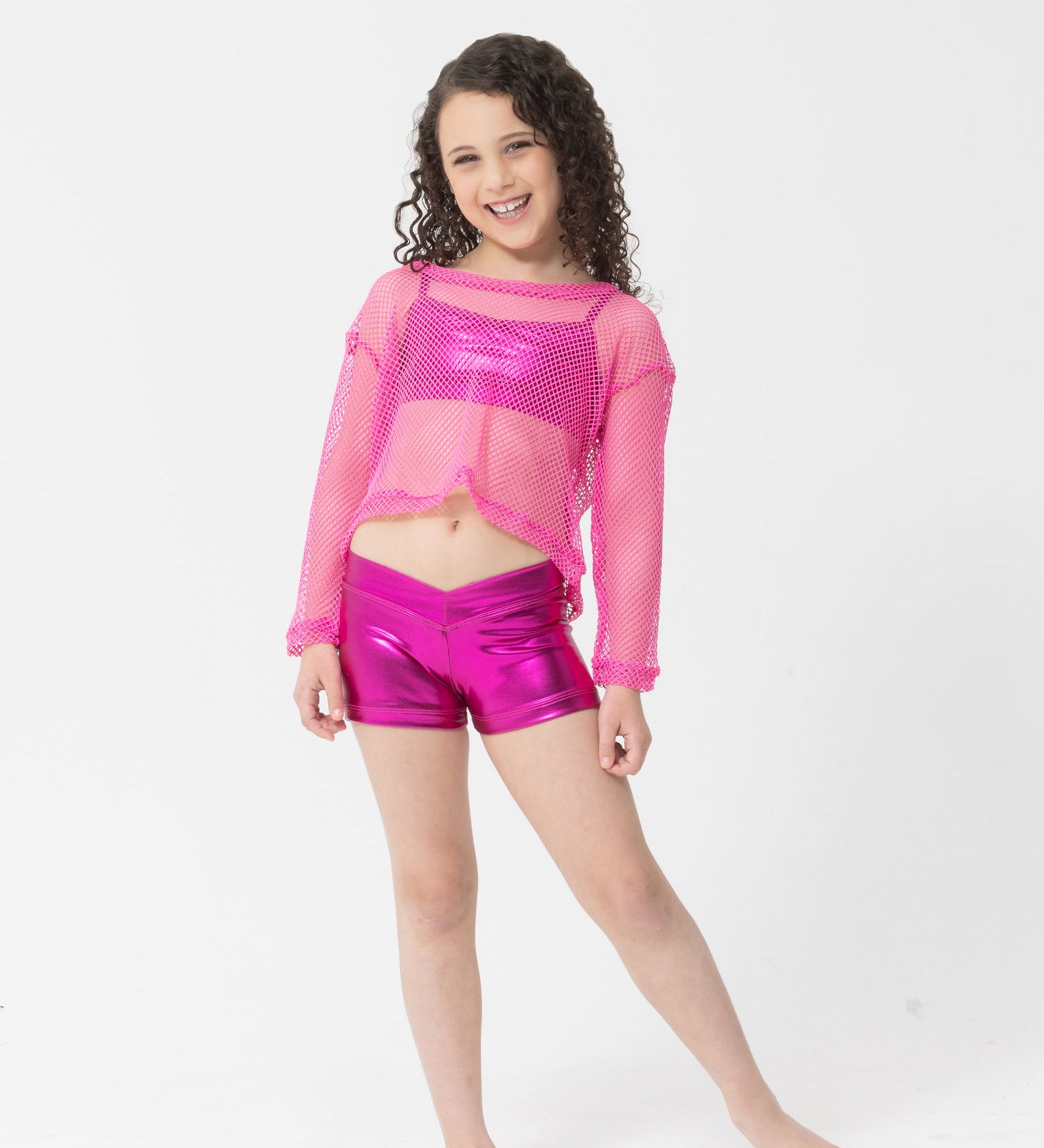 Long Sleeve Fishnet Crop Top studio 7 dance costume