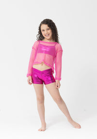 Long Sleeve Fishnet Crop Top studio 7 dance costume