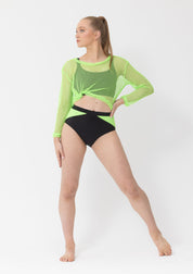 Long Sleeve Fishnet Crop Top studio 7 dance costume