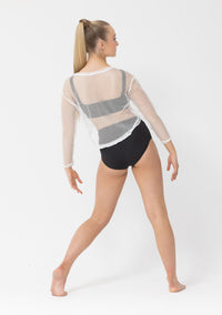 Long Sleeve Fishnet Crop Top studio 7 dance costume