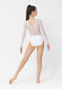 Kylie Mesh long sleeve Leotard dance costume