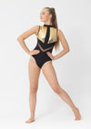 black gold dance costume leotard