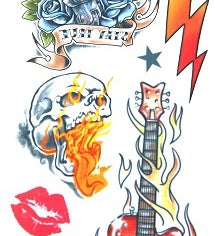 tattoo fake temporary rockstar musician rock n roll actor character punk 80s 90s fancy dress party 