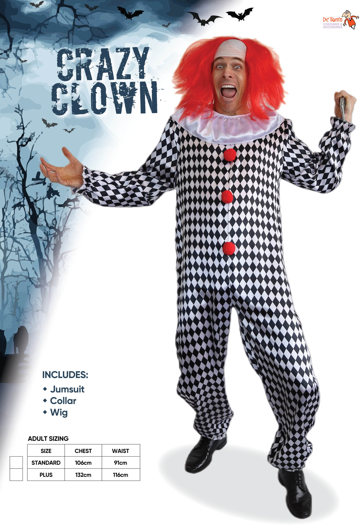 Crazy Clown - Adult Costume