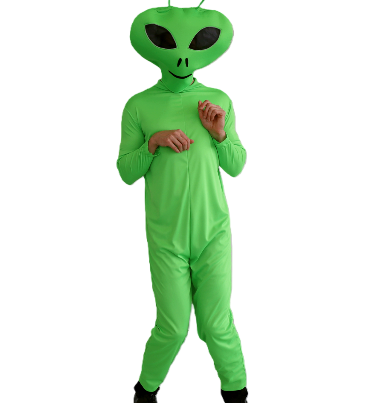 green alien out of space suit