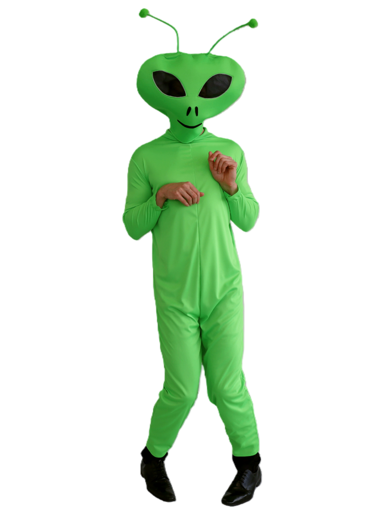 green alien out of space suit