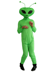 green alien out of space suit