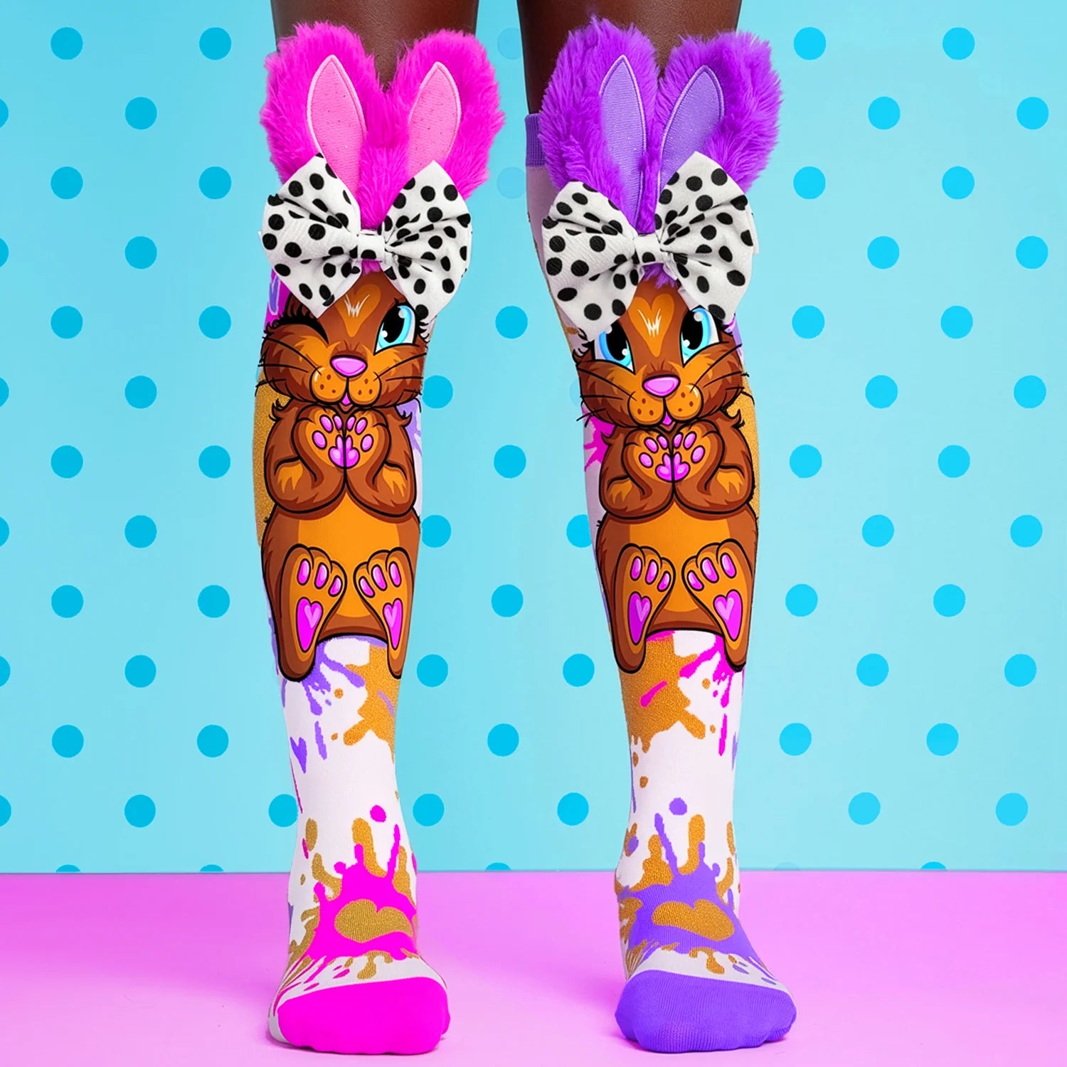 Miss Dotty Bunny knee high socks by MADMIA with pastel dotted design