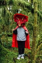 Red Triceratops Hooded Cape