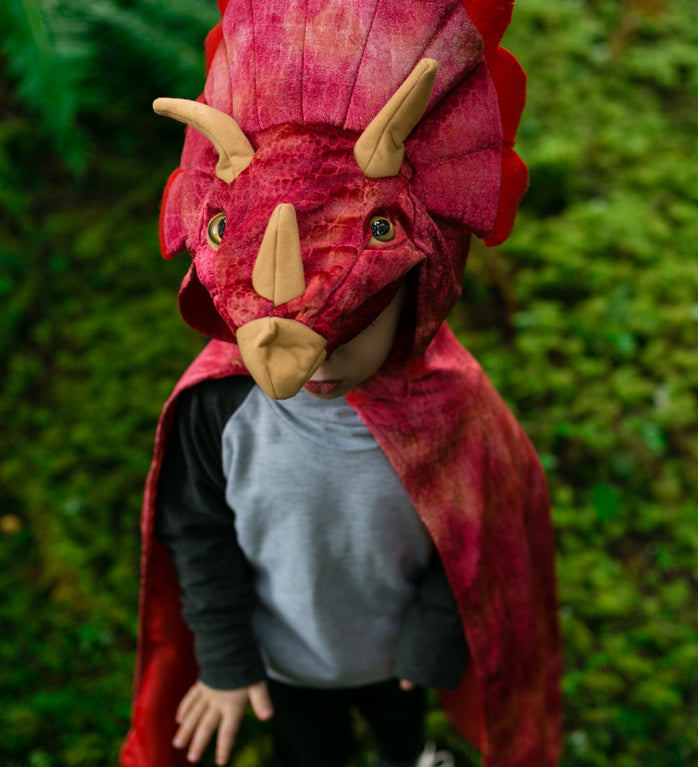 Red Triceratops Hooded Cape