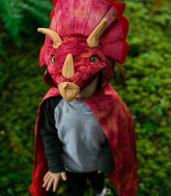 Red Triceratops Hooded Cape