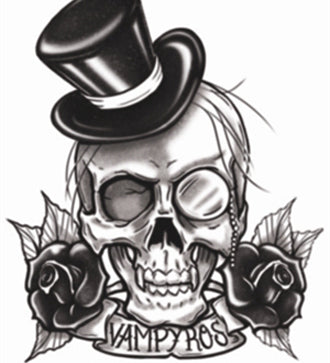tattoo temporary gothic skull vampire halloween horror 