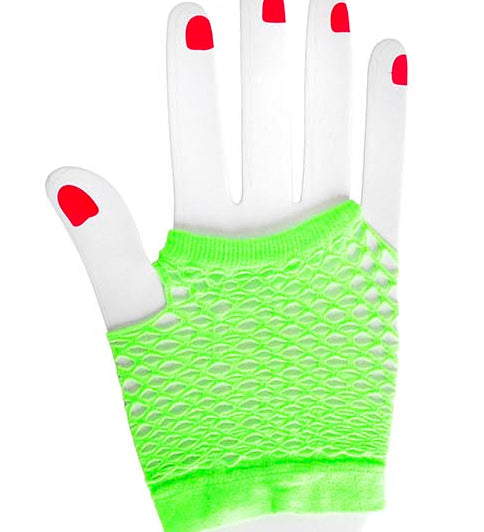 fingerless fishnet gloves 1980s 80s Madonna punk Cyndi Lauper character fancy dress up costume fun bride cancan chorus moulin rouge neon