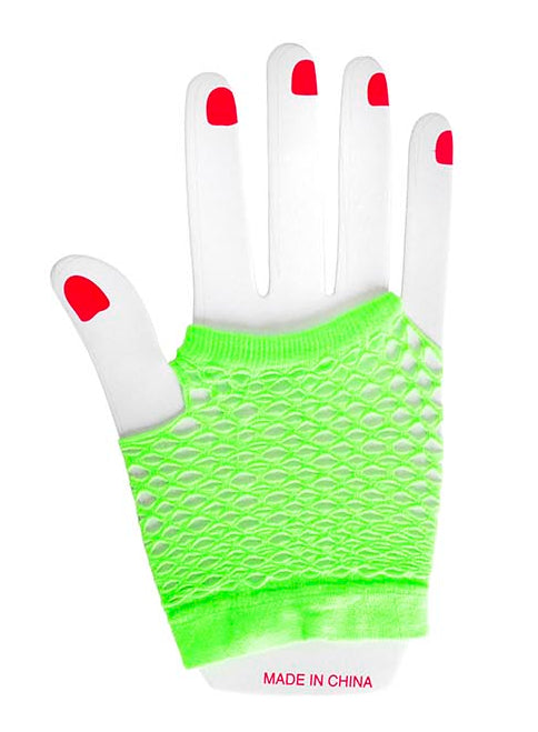 fingerless fishnet gloves 1980s 80s Madonna punk Cyndi Lauper character fancy dress up costume fun bride cancan chorus moulin rouge neon