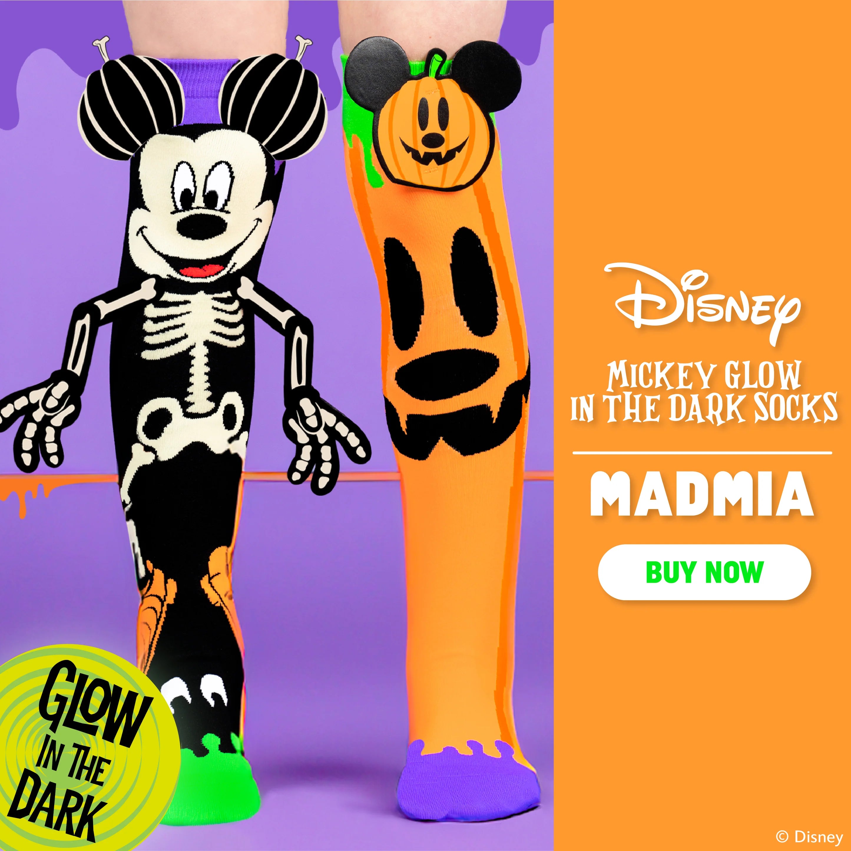 Mickey Glow in the Dark Halloween Socks