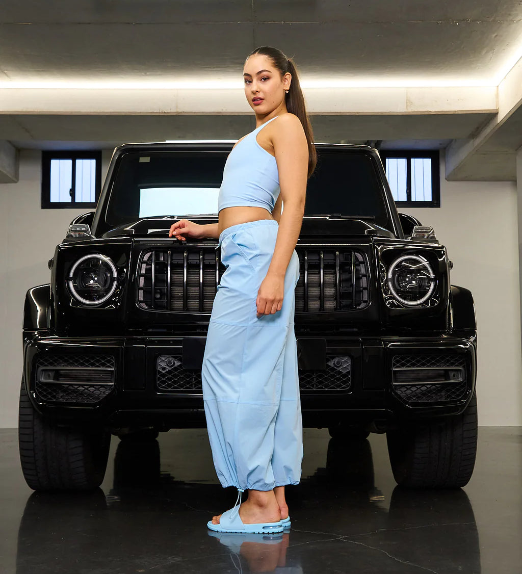 Cool Blue Parachute Pants Claudia Dean