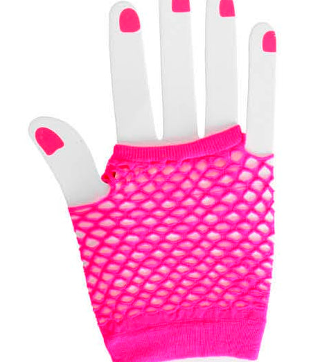 fingerless fishnet gloves 1980s 80s Madonna punk Cyndi Lauper character fancy dress up costume fun bride cancan chorus moulin rouge neon
