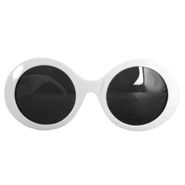 white mod 1970s glasses 