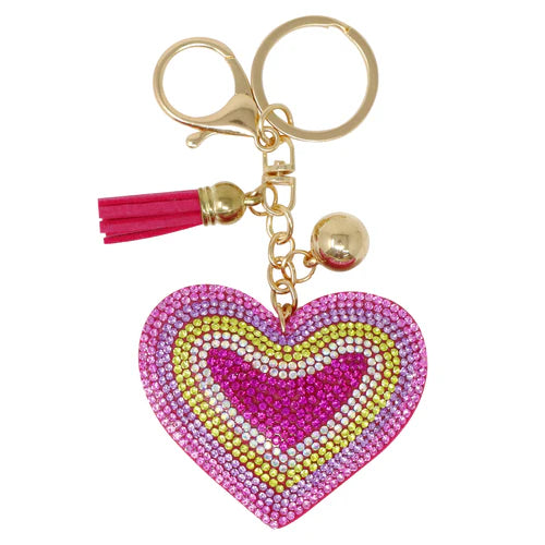 Rainbow Heart Jewelled Bag Charm