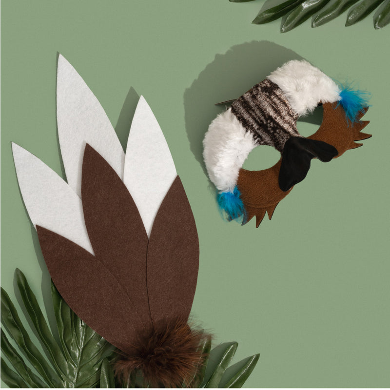 kookaburra sits in the old gum tree mask & tail set australian animals 