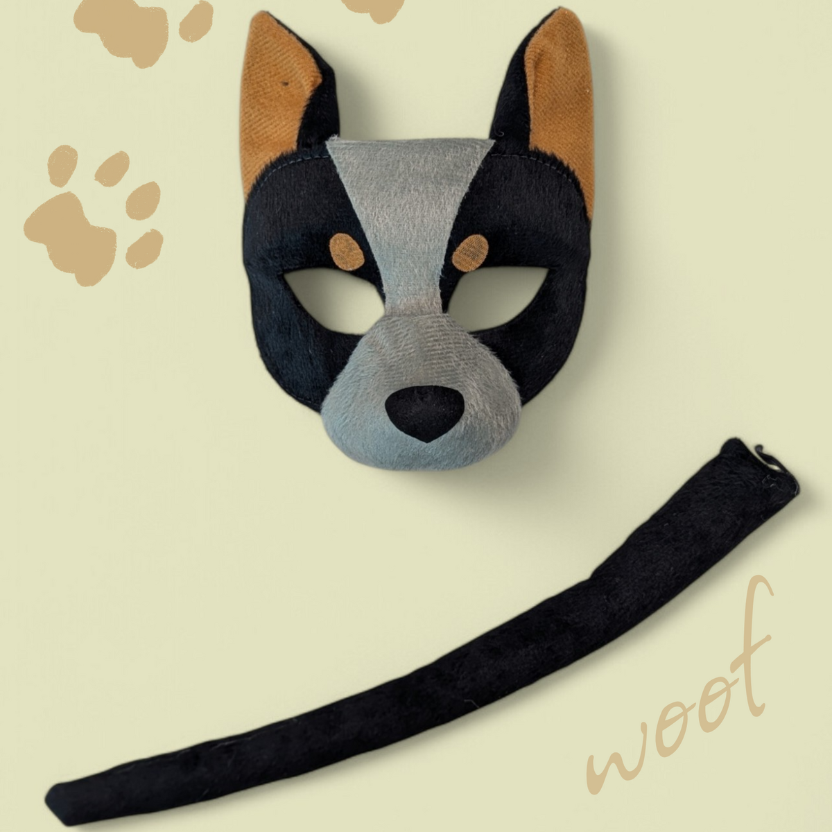 australian dog sheepdog mask & tail animals