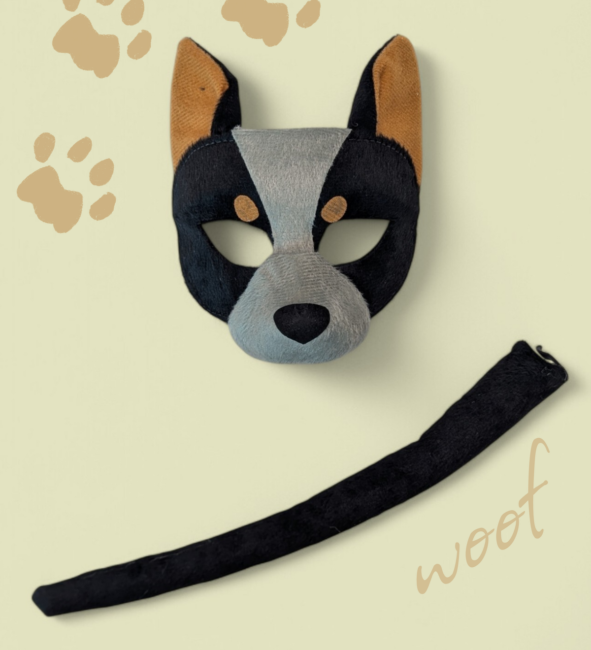 australian dog sheepdog mask & tail animals