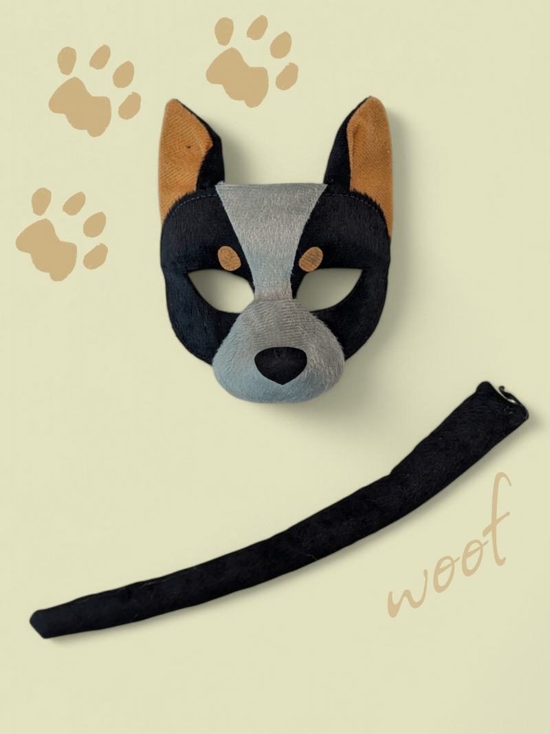australian dog sheepdog mask & tail animals