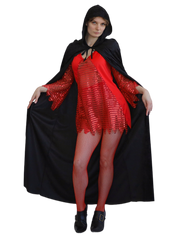 Black Velvet Cape with Hood - Adult