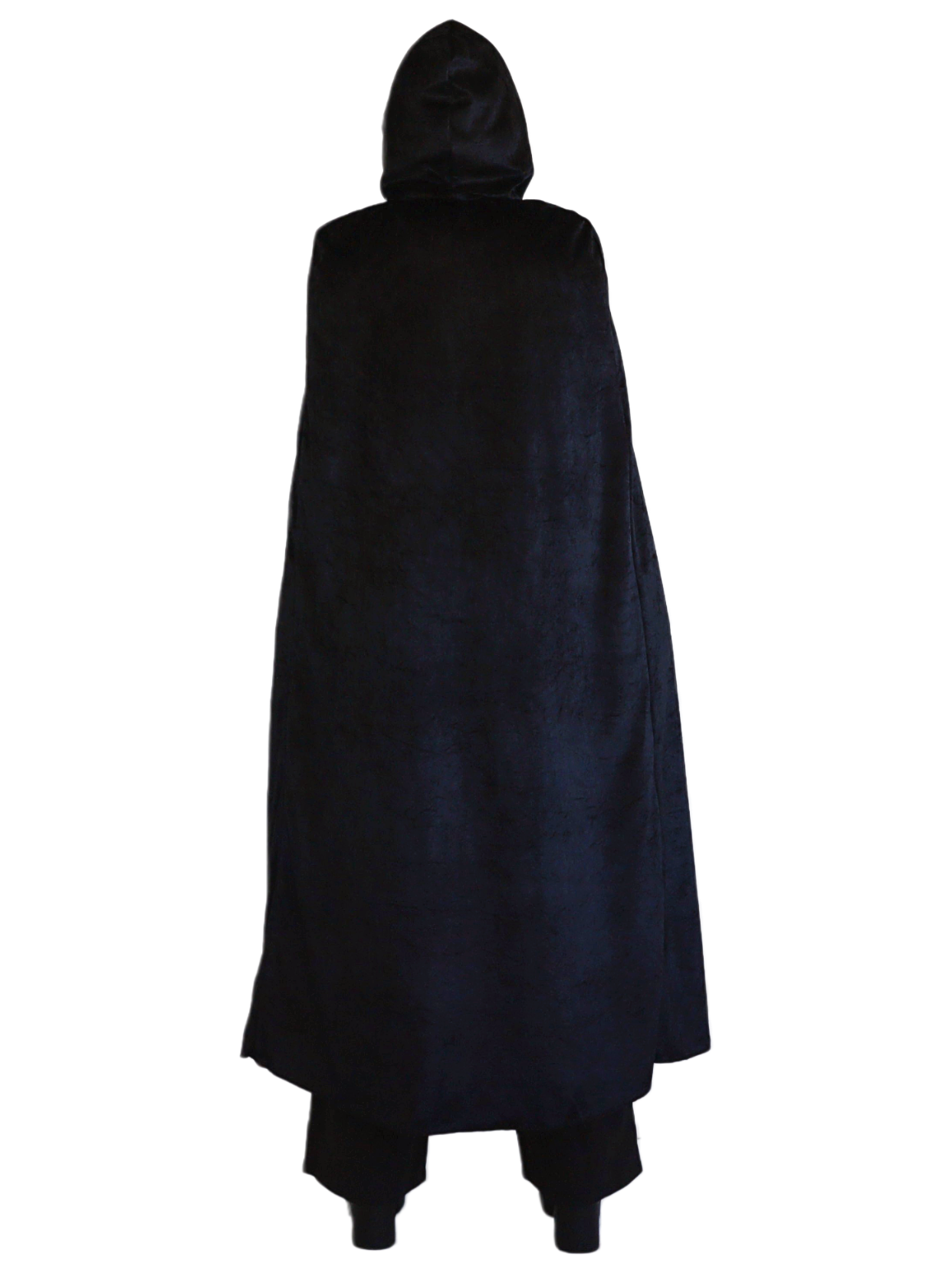 Adult Black Velvet Cape with Hood - Black with Red Lining