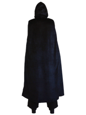 Adult Black Velvet Cape with Hood - Black with Red Lining
