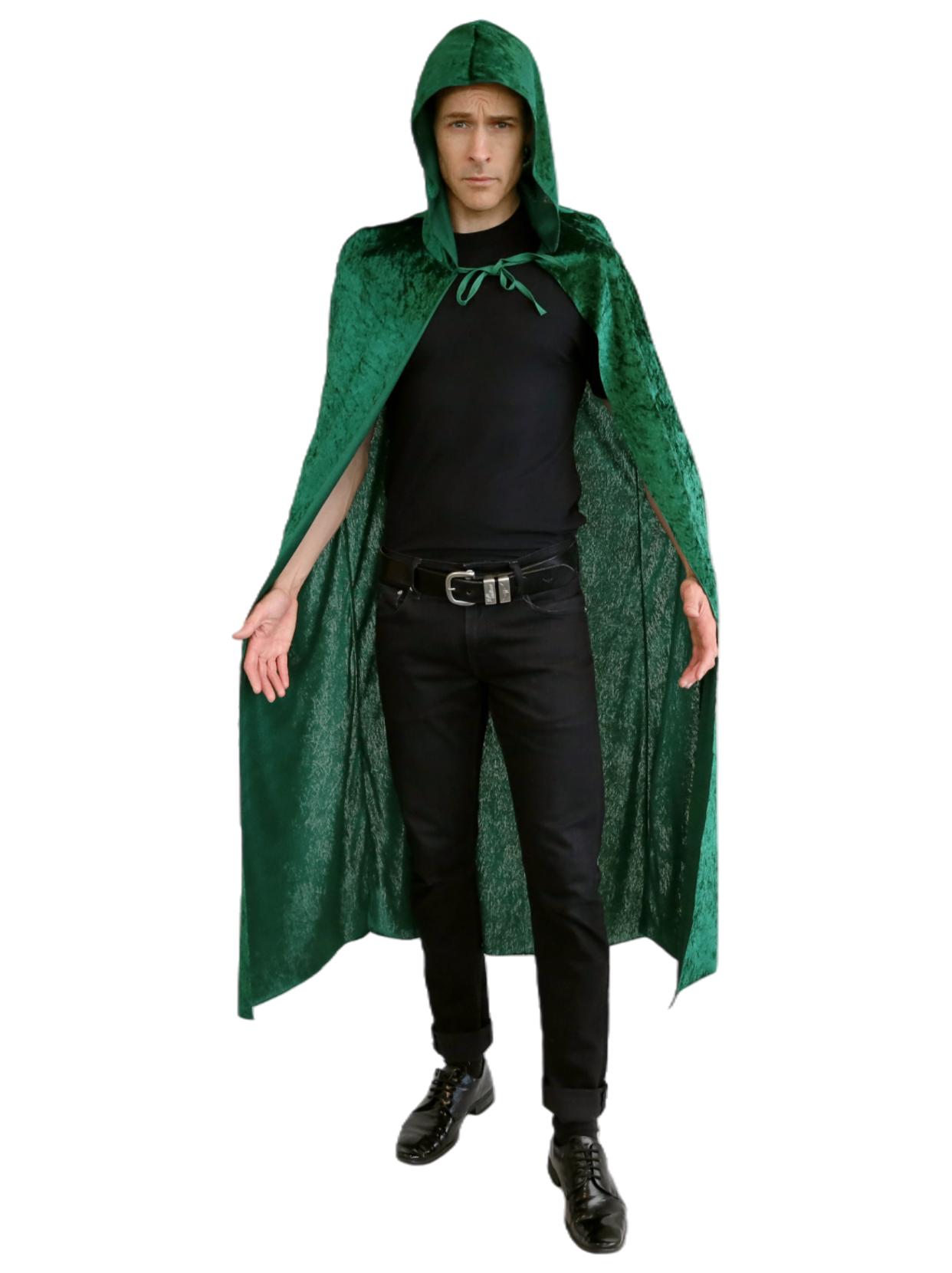 Velvet Cape with Hood - Green