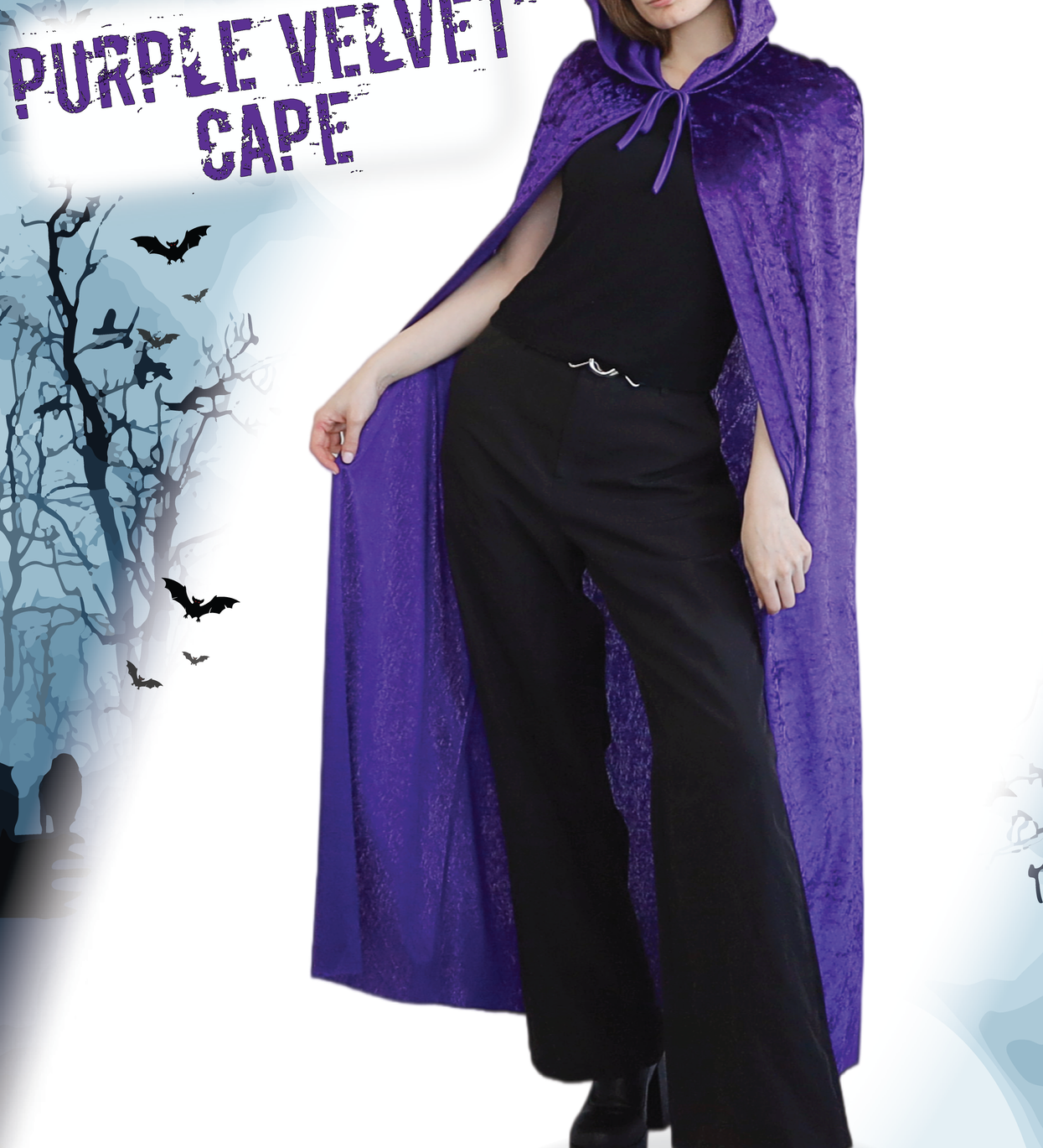 purple hooded cape halloween witch