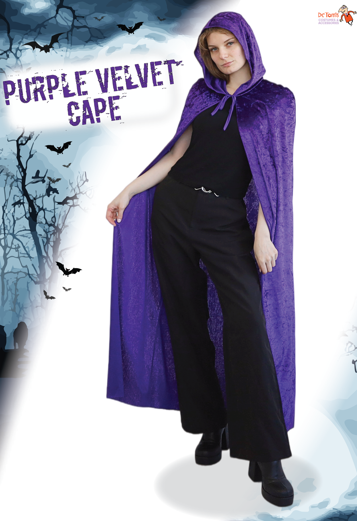 purple hooded cape halloween witch