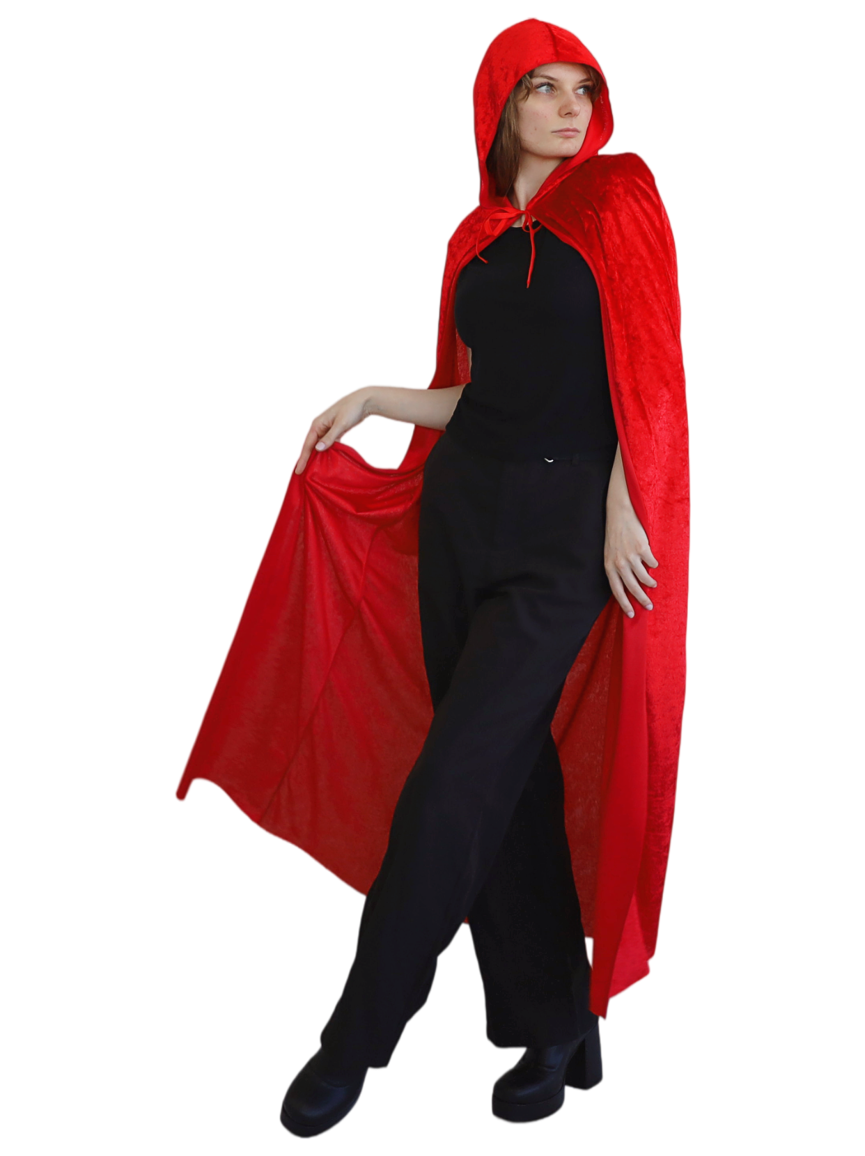 Red Velvet Cape with Hood