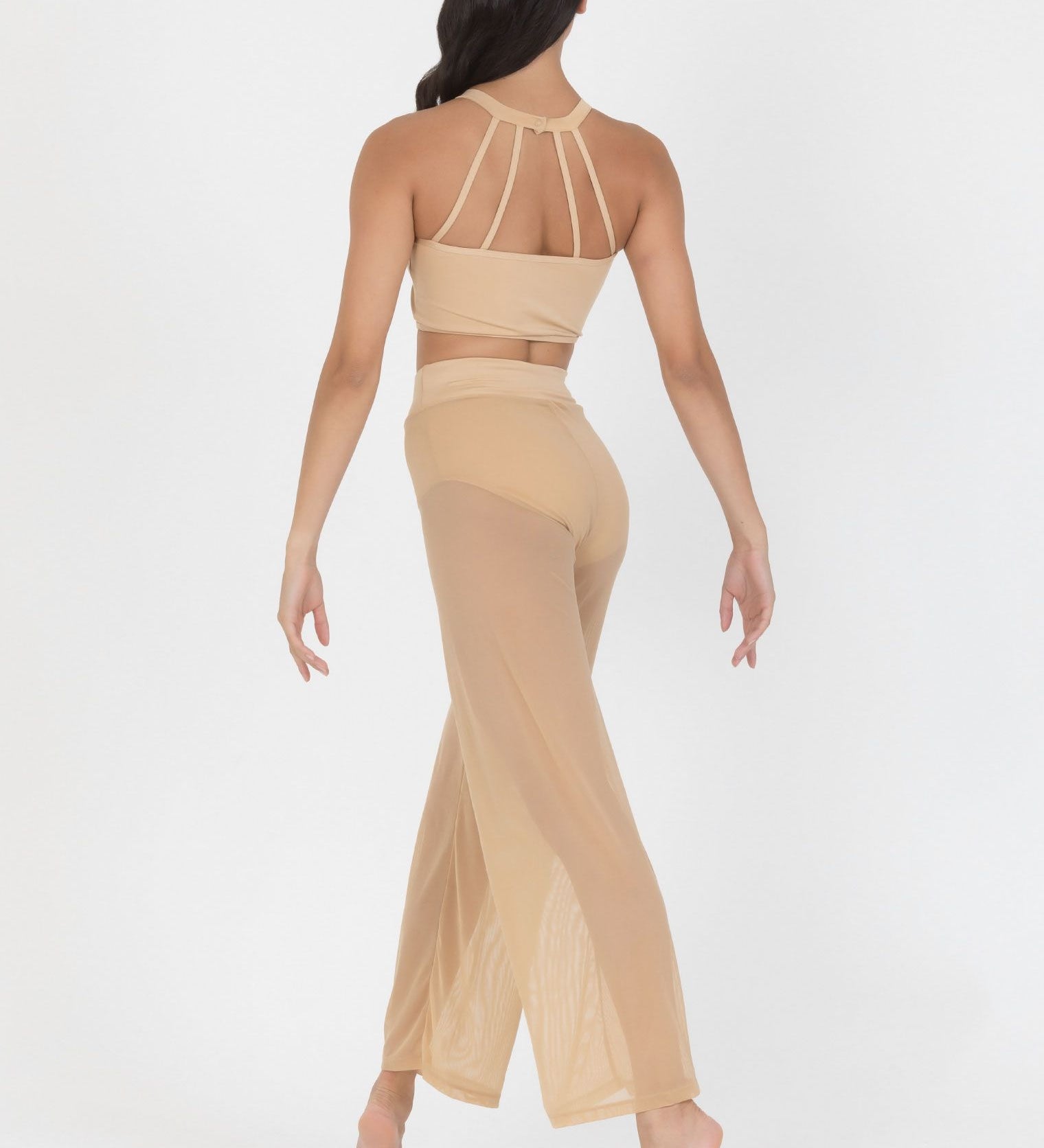 mesh performance top and pants dance costumes