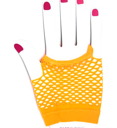 fingerless fishnet gloves 1980s 80s Madonna punk Cyndi Lauper character fancy dress up costume fun bride cancan chorus moulin rouge neon