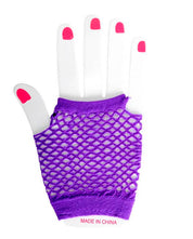 fingerless fishnet gloves 1980s 80s Madonna punk Cyndi Lauper character fancy dress up costume fun bride cancan chorus moulin rouge neon